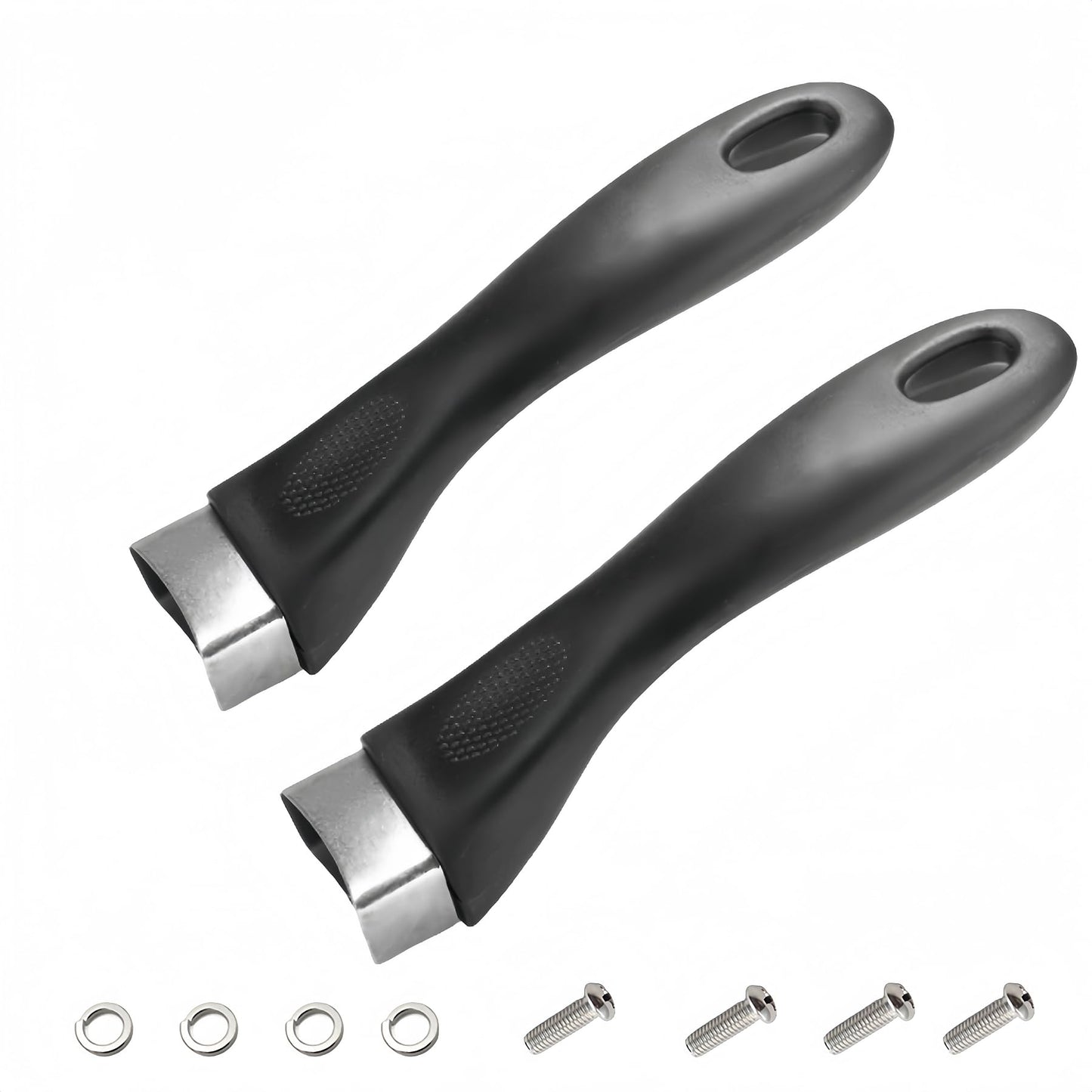 2Pcs Bakelite Pot Handle Black Scald-Proof Long Handle Grip Replacement, with Screw