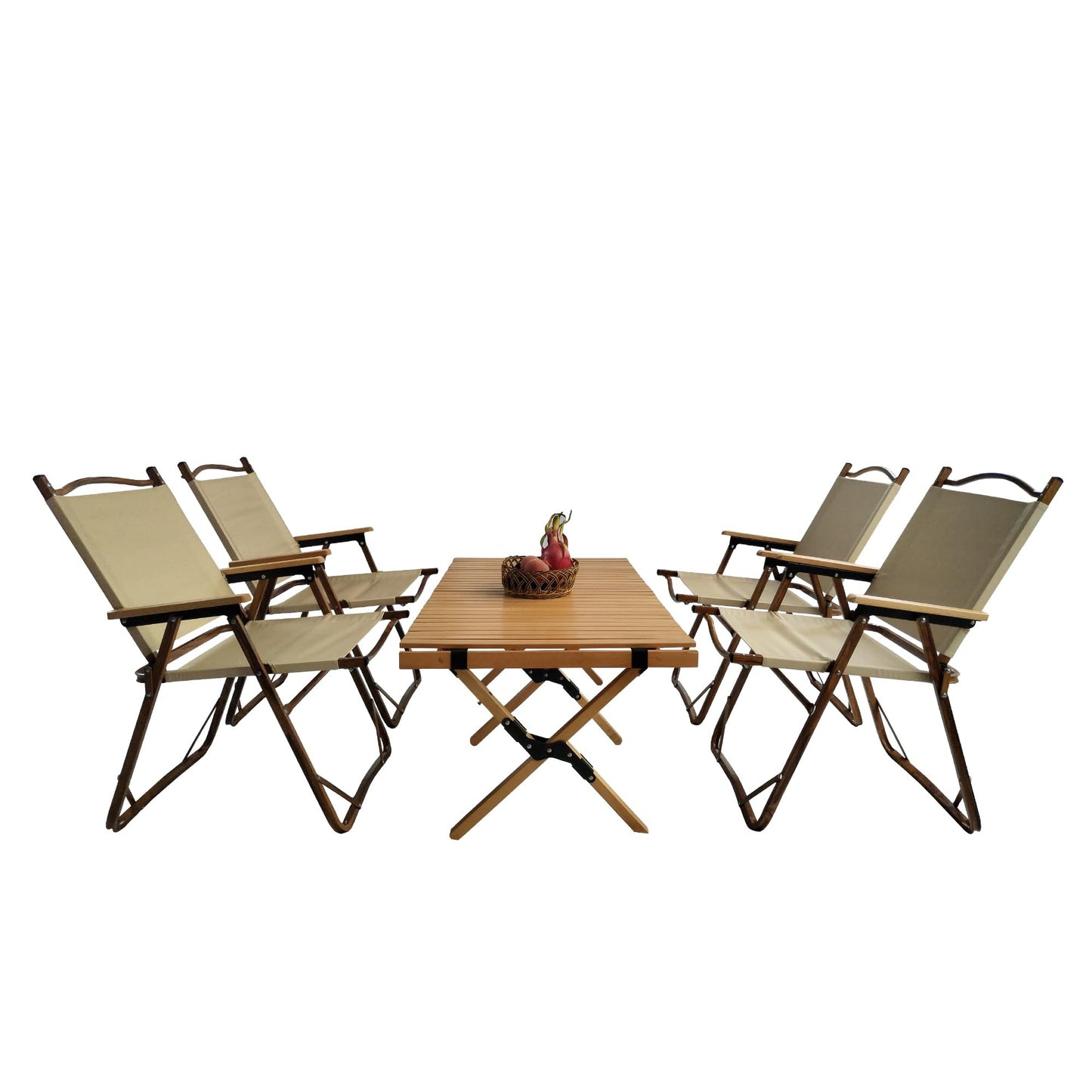 Wooden Folding Dining Set with 4 Chairs, Portable Picnic Table Set for Outdoor Camping and Indoor Kids