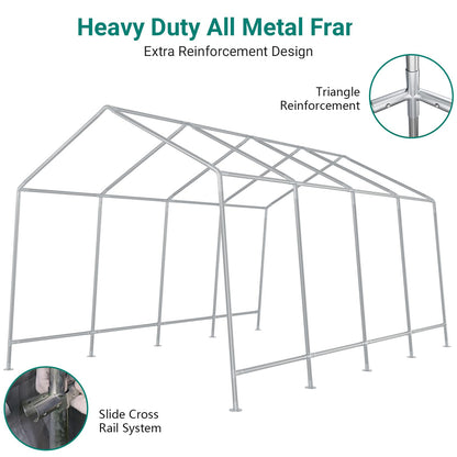 13×20 ft Outdoor Storage Sheds, Portable Storage Shelter Shed with Roll up Zipper Doors & Vents, Waterproof Outside Utility Shed Garage Tent for Motorcycle, Bicycles and Camping Tools