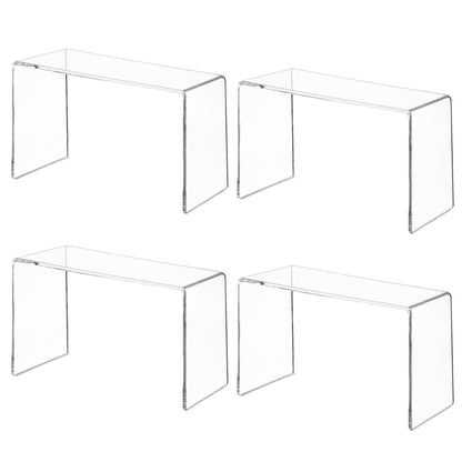 Aminigram 4 Pack Acrylic Risers Display Stands, Display Stands for Collectibles, Clear Acrylic Shelf for Show Decor Display, Toys, Cupcake (9.2 x 3 x 5 inches)