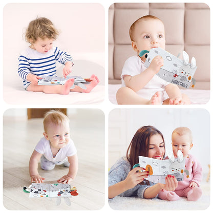 Vicloon Cloth Books, 3D Touch Feel High Contrast Cloth Book, Baby Books Toys for Baby 0-12 Months, Soft Baby Books Touch and Feel Crinkle for Infants Toddler Gifts Toy(Rabbit)