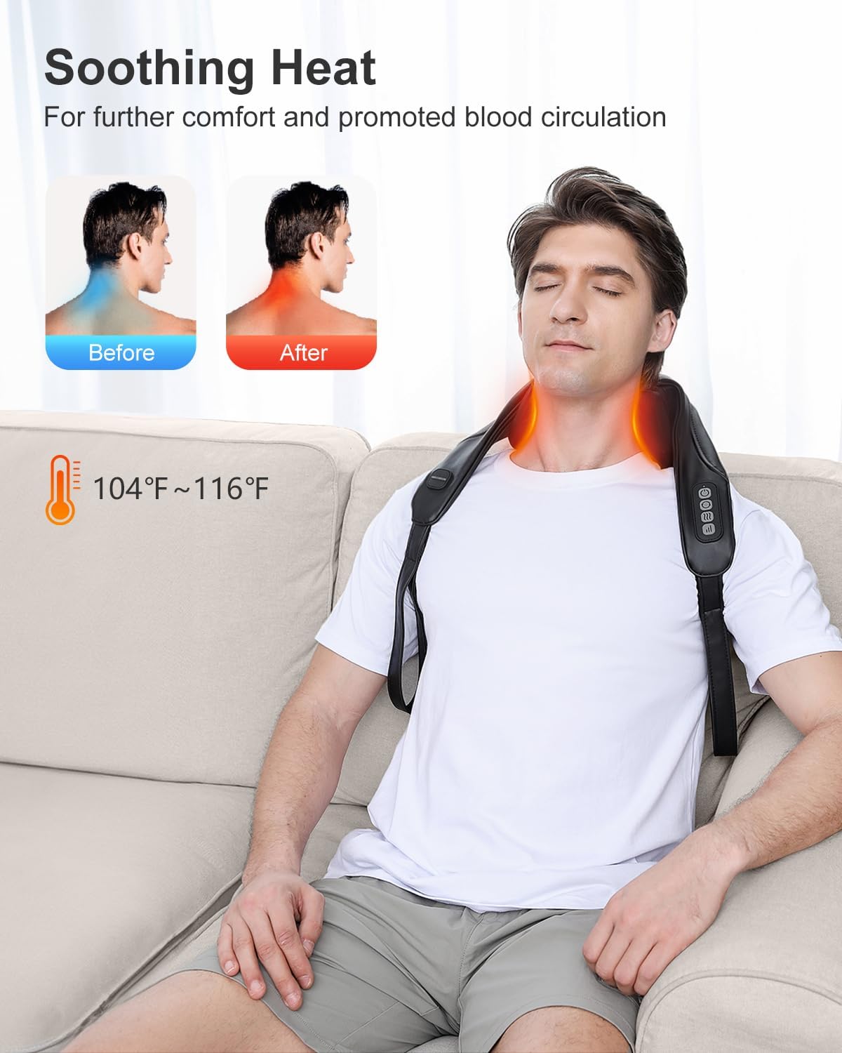 Medcursor Neck Massager, Cordless 4D 6 Massage Nodes Deep Tissue Kneading Massage for Pain Relief, Massager for Neck Back Shoulder, Office, Home & Car