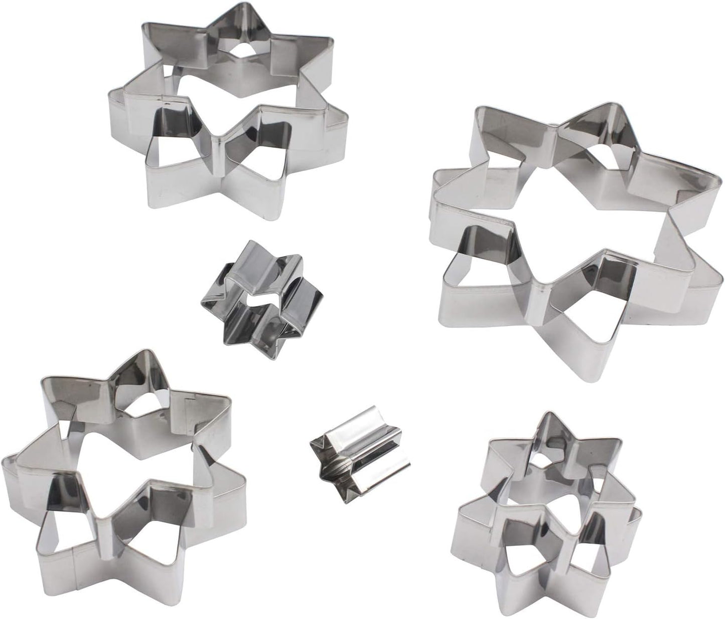 Mziart Star Cookie Cutter Set - 10 Piece Assorted Sizes, Stainless Steel Six-Pointed Shapes for Biscuits and Fondant