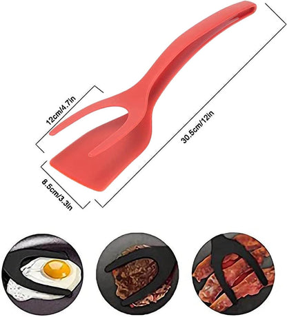 Egg Spatula, Grip and Flipp Tongs Spatula, 2 in 1 Omelette Clamp for Kitchen Cooking Tool for Eggs and Pancakes