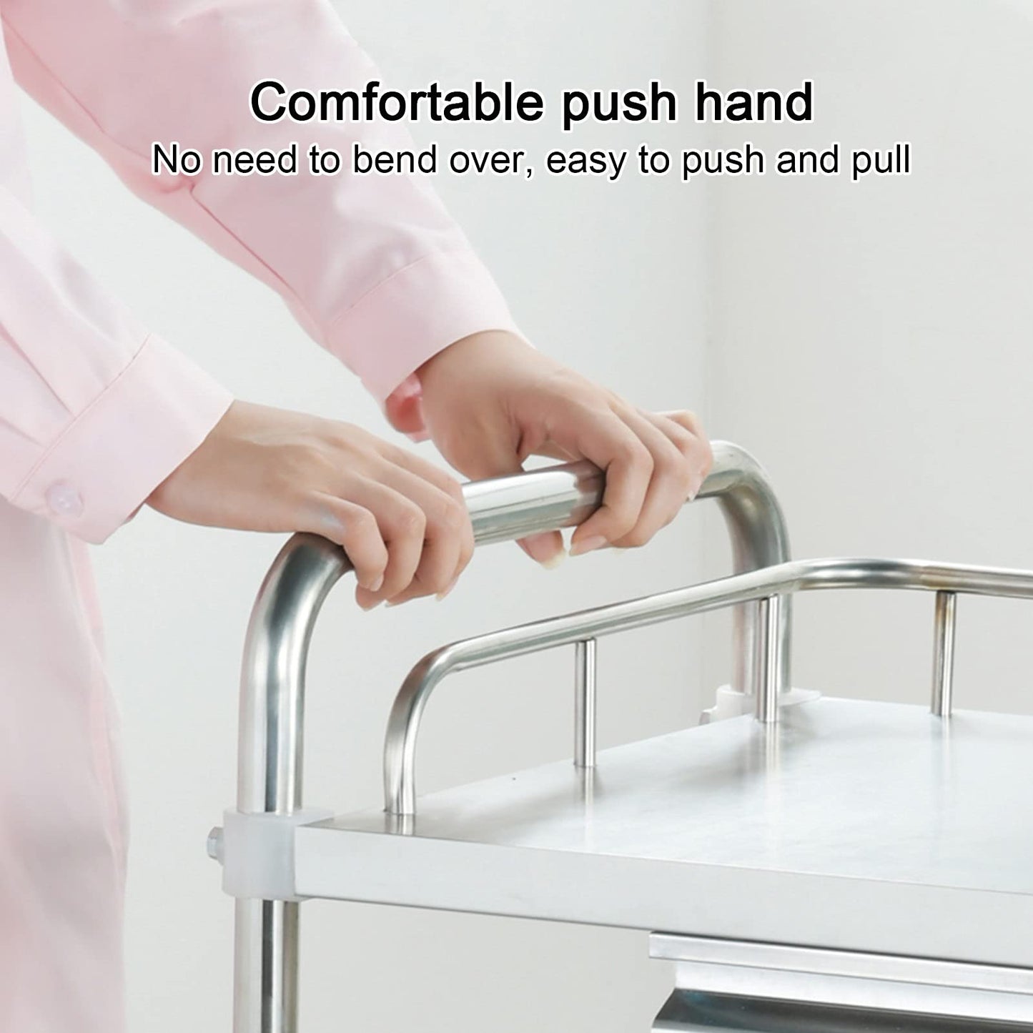 Serving Trolley, Stainless Steel Utility Rolling Cart, Catetrolley, Storage Trolley Cart Detachable, With Locking Wheels, Kitchen Car Shelf Utility Service Cart,3 Layers 60 * 40,2 Layers 60*40*86cm