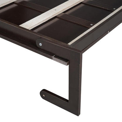 Ball & Cast Murphy Bed Queen Size Wall Bed with Sofa,Wood Murphy Bed,Platform Bedfram Chest can be Folded,Hideaway Cabinet w/Cushion,Space-Saving Furniture for Study,Office,Espresso