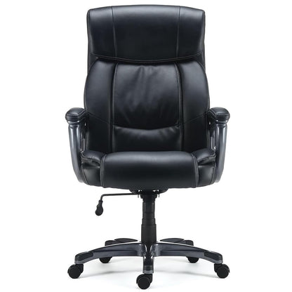 STAPLES Lockland Ergonomic Managers Office Chair, Big & Tall Cushioned, Adjustable Height, Metal Frame, Bonded Leather, for Workspace, Home, or Gaming, Black