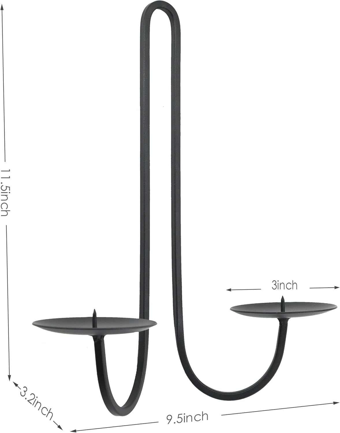 Double Armed Iron Candle Holders, Metal Wall Sconce Holder Set of 2, Black Modern Wall Candle Sconces for Living Room,