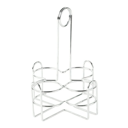 G.E.T. 4-221623 Metal Condiment Condiment Caddy with Number Holder, 4 Compartment, Chrome, 6.5" x 6.5"