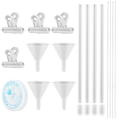 LVOERTUIG Beading Funnel, Clay Beads Bracelet Making Kit, 4 Pcs Beading Funnel Bead Bracelet Kit for Jewelry Making Clay Beads Bracelets Making with Beading Funnel, Beading Needles, Clip