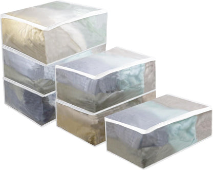 Set of 6 Large Clear Clothes Storage Bags, Thicken Organizer Bins for Blankets, Sheets, Quilts, and Folded Clothes