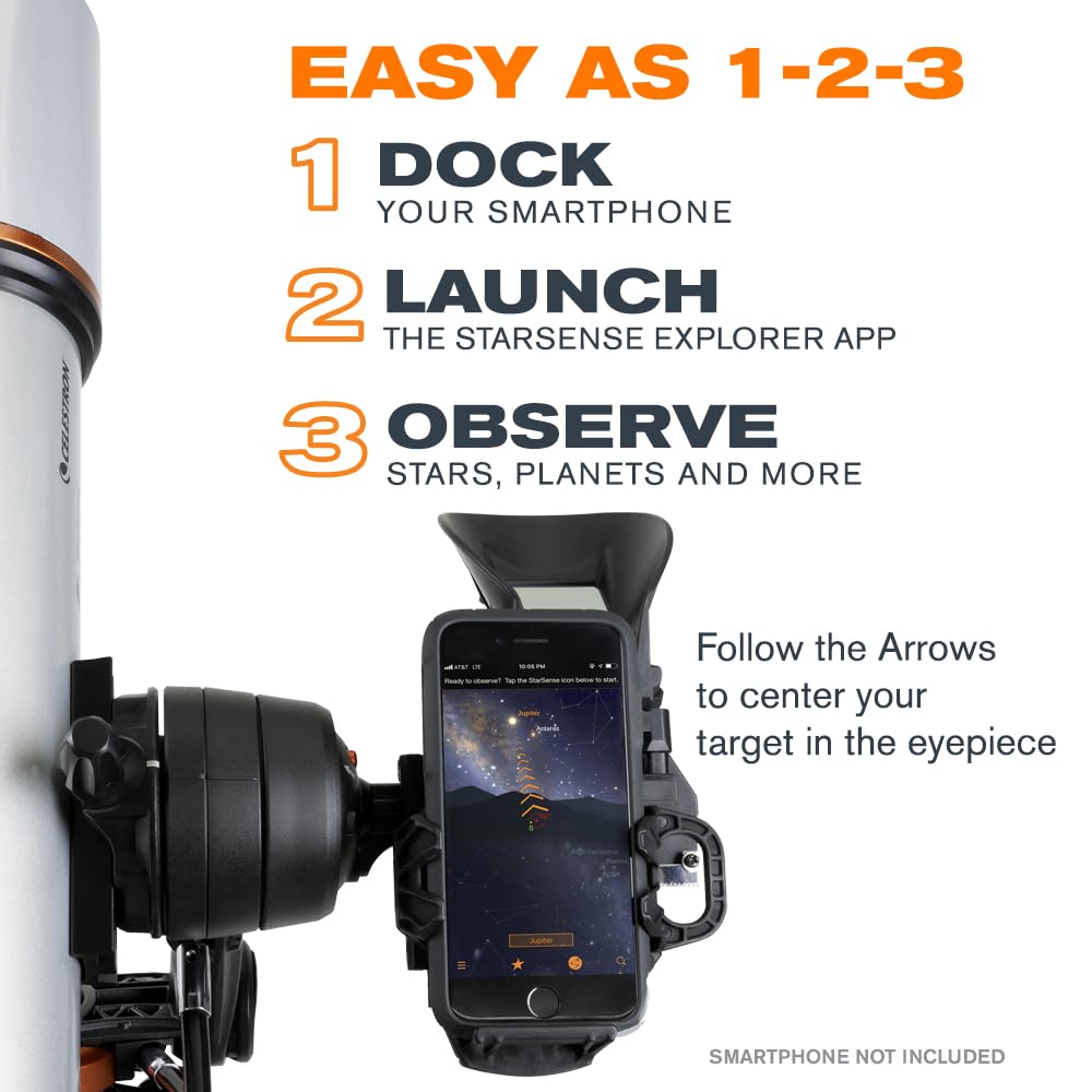 Celestron StarSense Explorer DX 102AZ App-Enabled Telescope – 102mm Refractor with Smartphone Dock & StarSense App – iPhone & Android Compatible – Easy-to-Use for Beginners