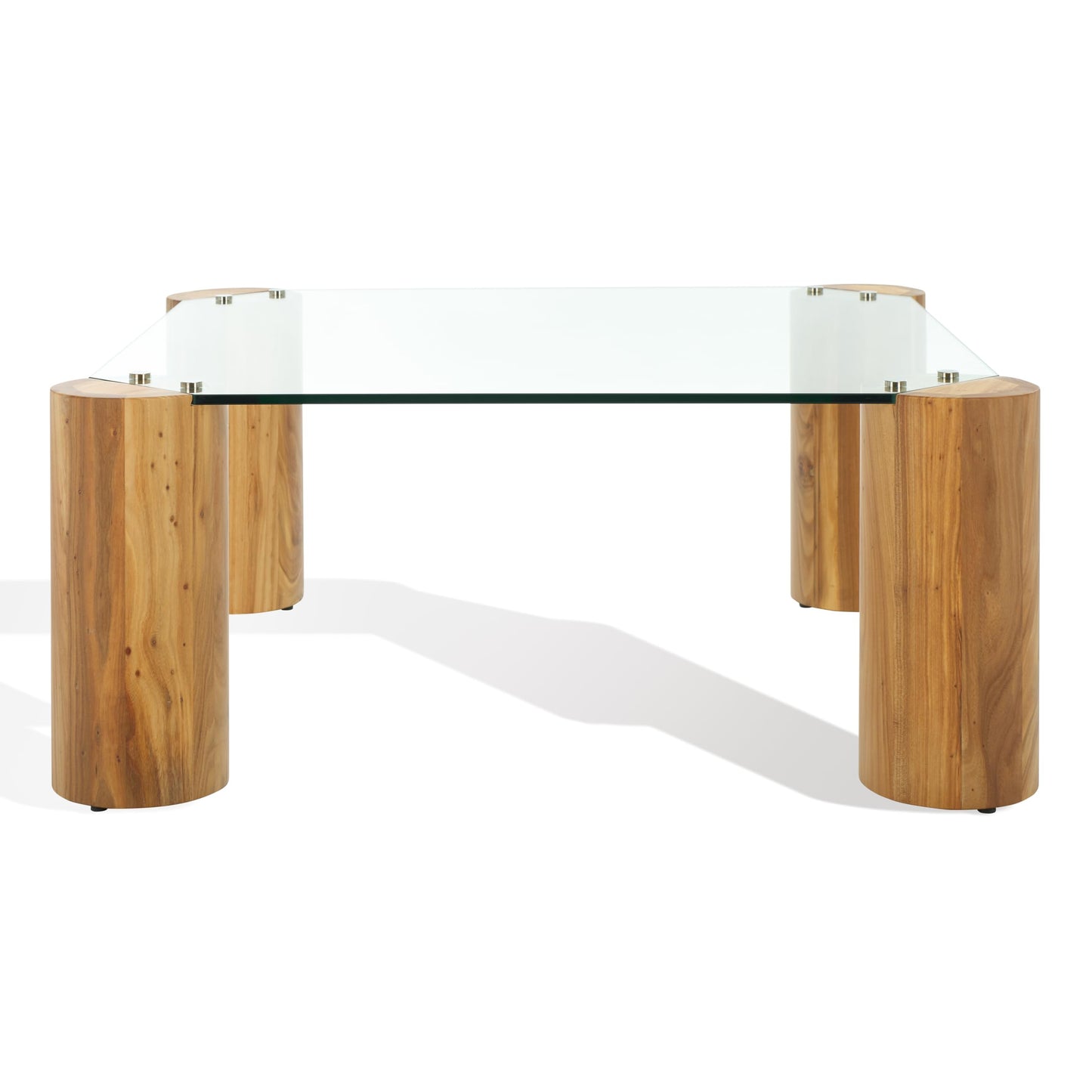SAFAVIEH Couture Collection Robbie Natural Solid Wood/Tempered Glass Square Coffee Table