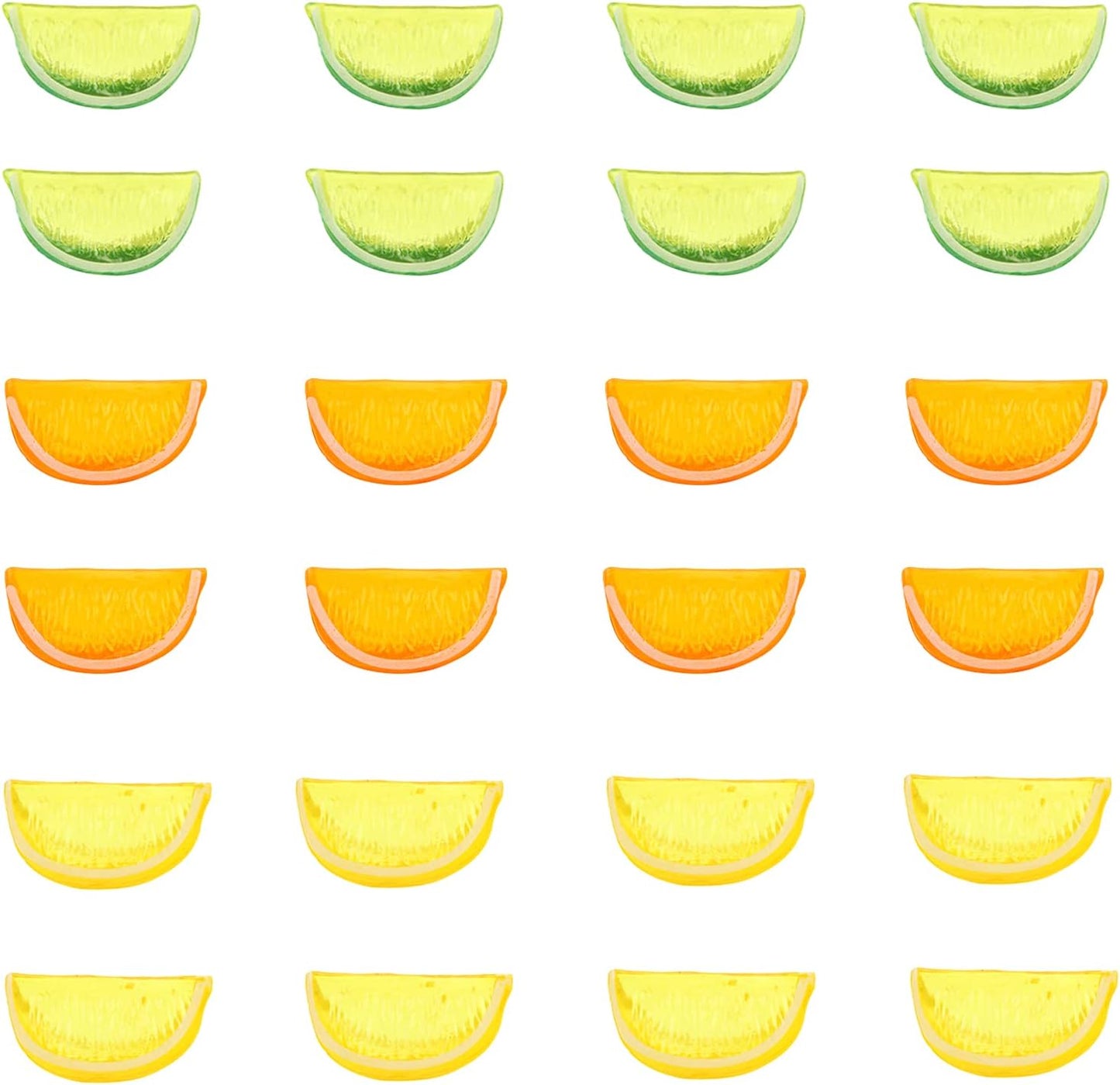24PCS CCINEE Artificial Lemon Blocks,Realistic Fake Lemon Lime Wedge Block Fruit Decor for Home Kitchen Decoration