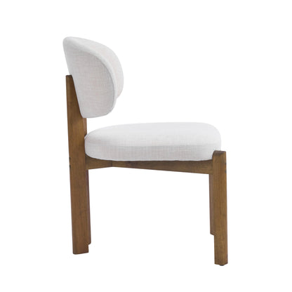 Merax Mid-Century Dining Chairs Set of 2, Beige Upholstered Kitchen Chairs with Walnut Finished Wood Frame, Modern Comfortable Side Chairs for Dining Room