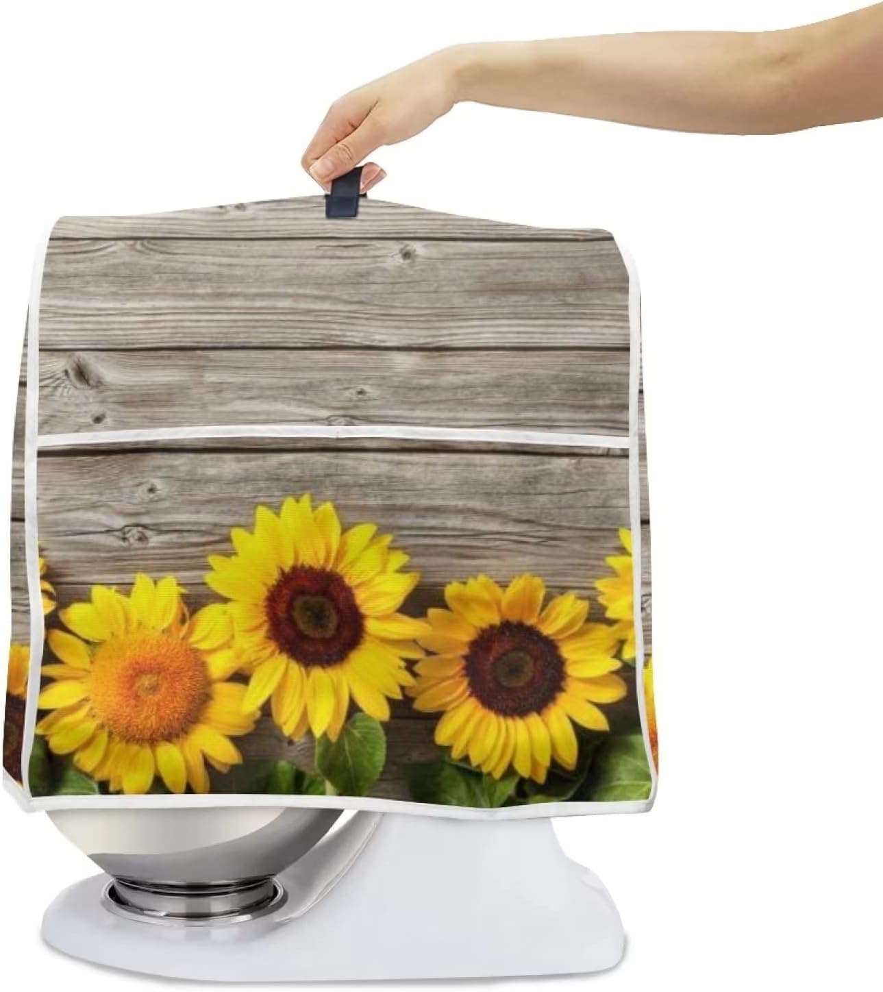 Cute Sunflower Stand Mixer Cover, Compatible with Kitchen Aid Mixer, Dustproof Covers with Accessories Pockets