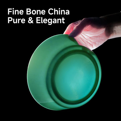KINGSTONE Bone China Dinnerware Sets for 8, 24-Piece Lightweight Porcelain plates and bowls sets, Scratch Resistant Dish Set, Modern Kitchen Dinner Set, Microwave & Dishwasher Safe, Mint Green