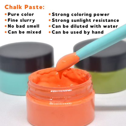 BOOLOOEN Chalk Paste Chalk Paste for Silk Screen Stencils .Screen Printing Ink ，Pigment for Wood, T-Shirts, Fabric, Chalkboard DIY Home Decor (12 Bottles)