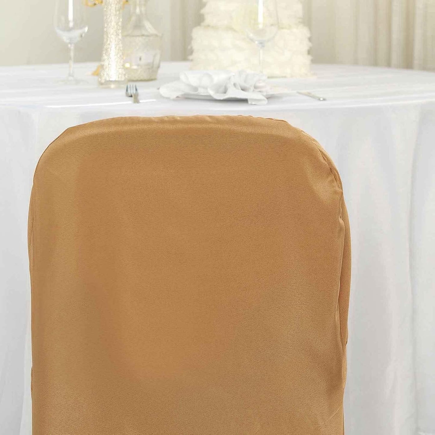 1 Set Efavormart Gold Linen Polyester Folding Chair Covers for Dining Chairs Party Wedding Banquet Outdoor Event