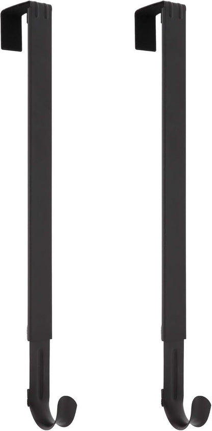 Haute Decor Adjustable Length Over The Door Wreath Hanger Hook - 2-Pack | Strong Matte Black, Holds Up to 20 lbs.