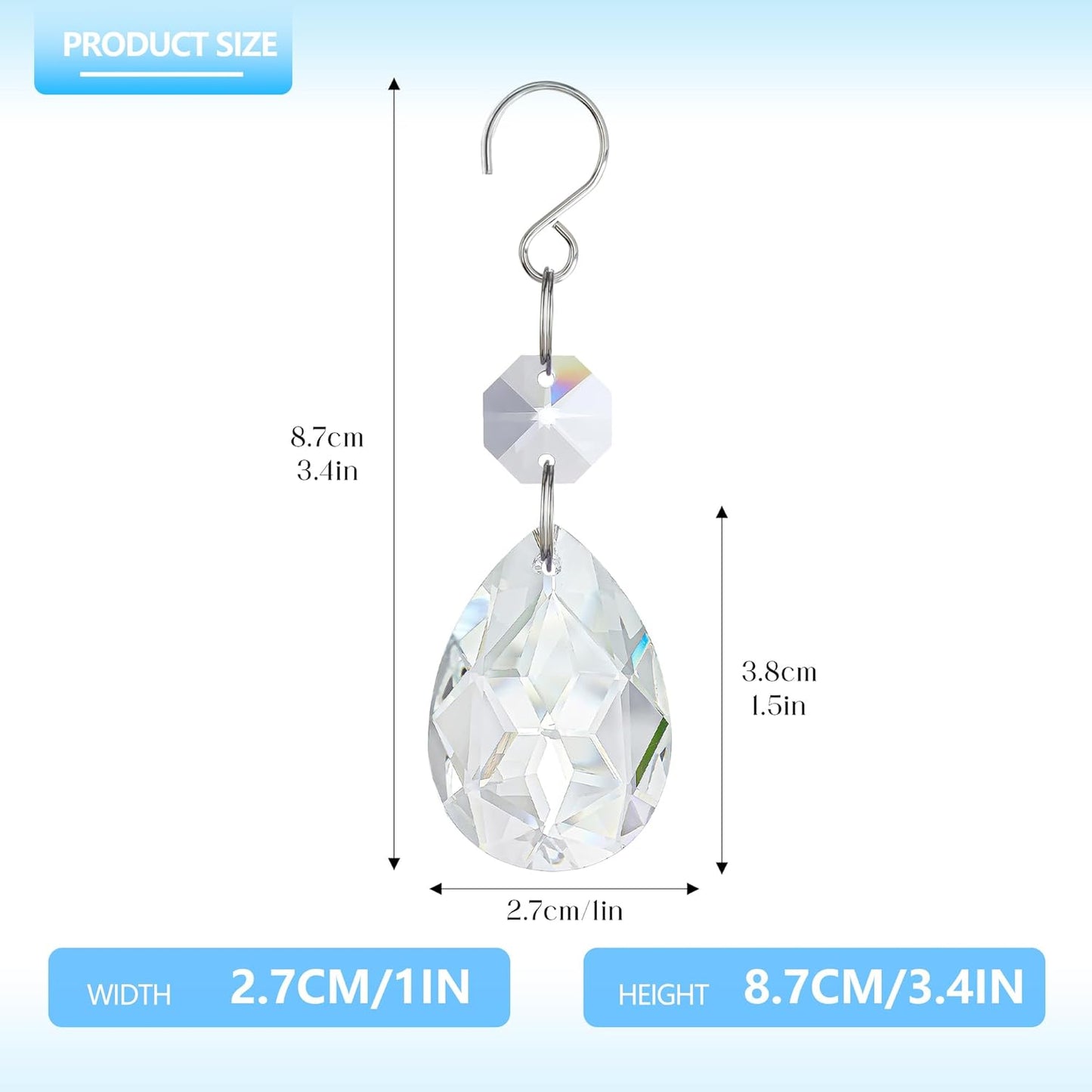 20Pcs 3Inch Crystal Prisms Windows Hanging Ornament Bauhinia Beads Chandelier Crystals Replacement for Birthday Wedding