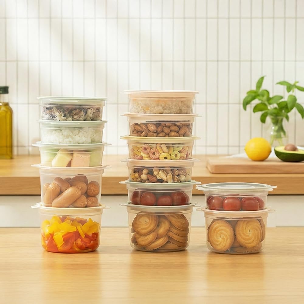 carrotez Cooked Rice Storage Container for Freezer - Portion Control Meal Prep Containers, Stackable, BPA-Free, Microwave Safe, 4Pack 2.6cup (21oz), Yellow