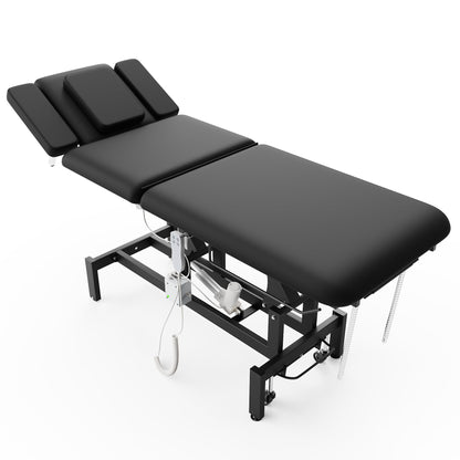 Dolonm 2 Motors Electric Massage Table, Hydraulic Electric Lift Adjustable Waist and Height Lifting Functions for Treatment, Physical Therapy, Spinal Massage, Facial Spa, Waxing, Tattooing - Black