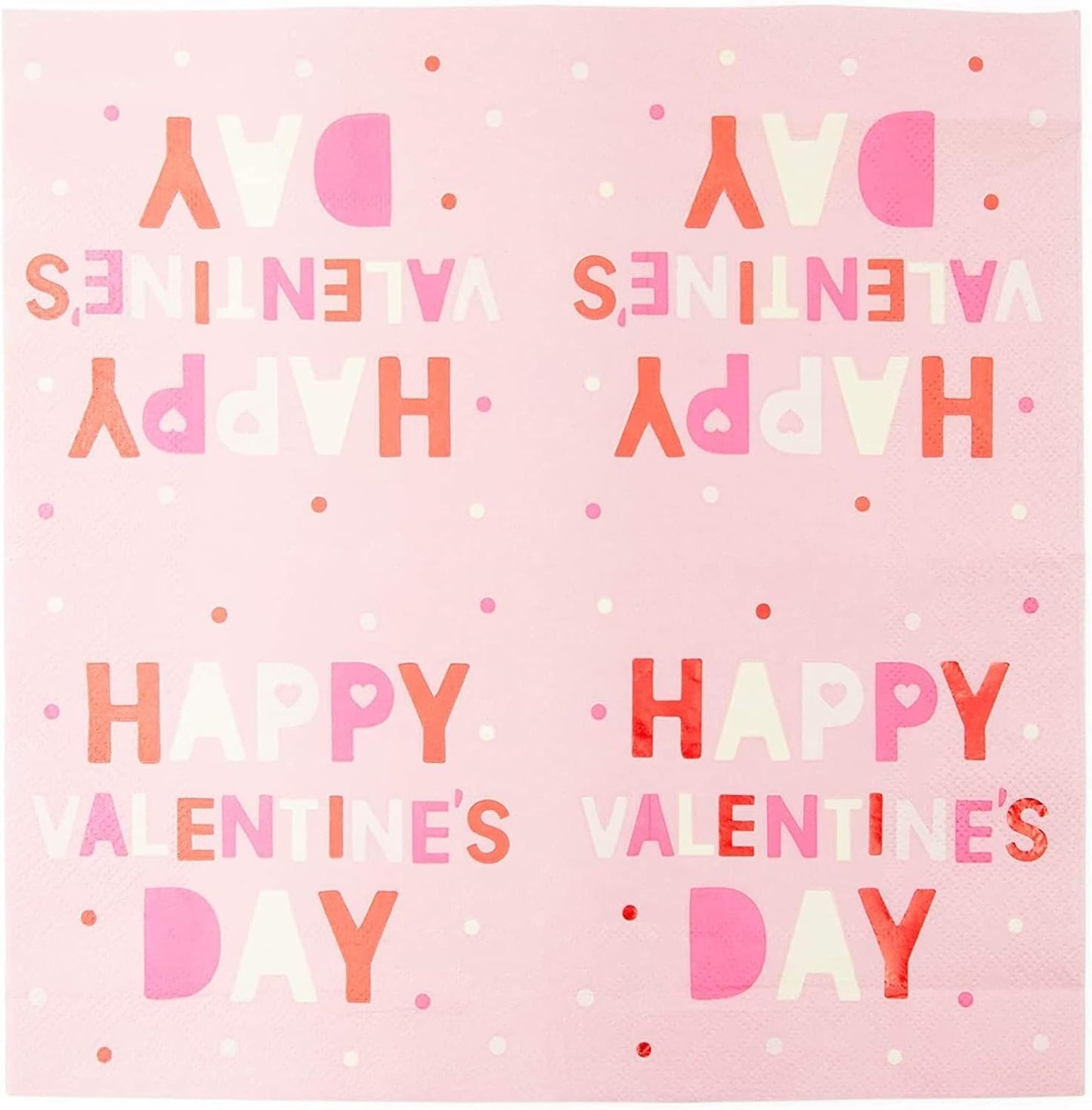 Sparkle and Bash 100-Pack Valentine’s Day Napkins - 5 x 5-Inch Folded Pink Paper - 3-Ply Soft Absorbent
