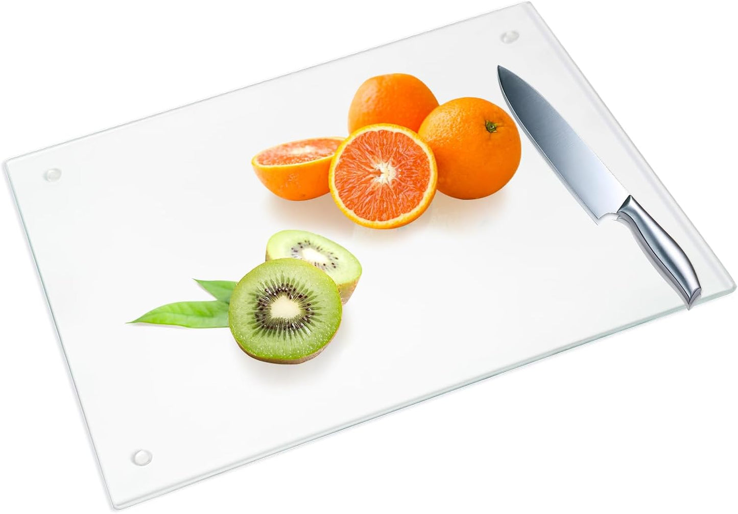 Transparent Glass Cutting Board for Kitchen Countertop, 16"x12", Rubber Non-Slip Feet, Dishwasher Safe