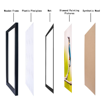 Mxtallup 12x16 Diamond Painting Frame with 10x14 in Black Mat ，Display Pictures 10x14 in With Mat or 12x16 in Without Mat, 30x40 cm Poster Picture Frames 25x35 cm Photo Frames Wood,Black