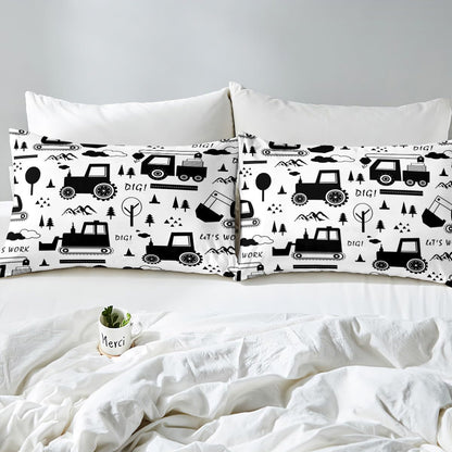 Set Set Set Set 1 Feelyou Construction Bedding Twin Size Equipment Trucks Comforter for Kids Boys Girls Decor Cartoon