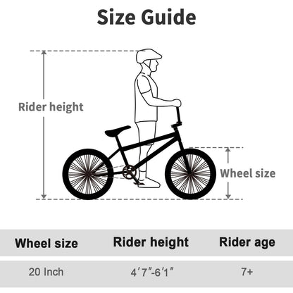 cubsala Freestyle BMX Bike, 20 Inch Yaphet Bicycle for Teen Beginner Adult Riders, Bike with 360° Rotating Handlebar and 4 pegs, Black with Green Tires