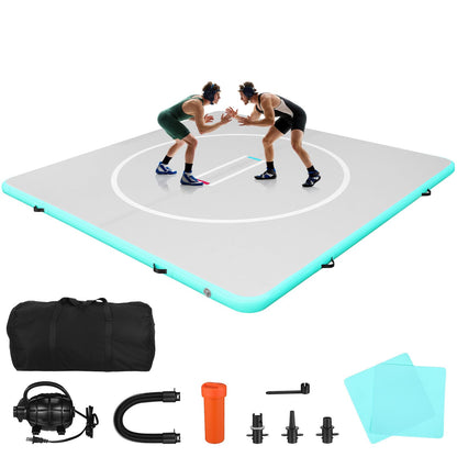 Balacoo Inflatable Wrestling Mat 10ft, 4" Thick Foldable Gymnastics Mat for Home Outdoor Indoor - Waterproof Pvc for Wrestling, Gymnastics, Judo, Mma, Grappling, Boxing