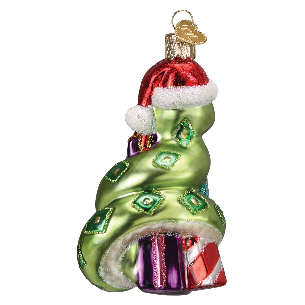 Old World Christmas Santa Snake Glass Blown Ornament for Christmas Tree, Handcrafted Holiday Decoration, Santa Collection