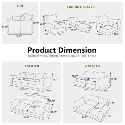 Modular Cloud Sofa, Convertible Folding Sofa Bed, Sectional Cushioned Couch with Flannelette Fabric & High Density Foam, Modern Floor Sofa for Living Room, Bedroom, Apartment, Orange