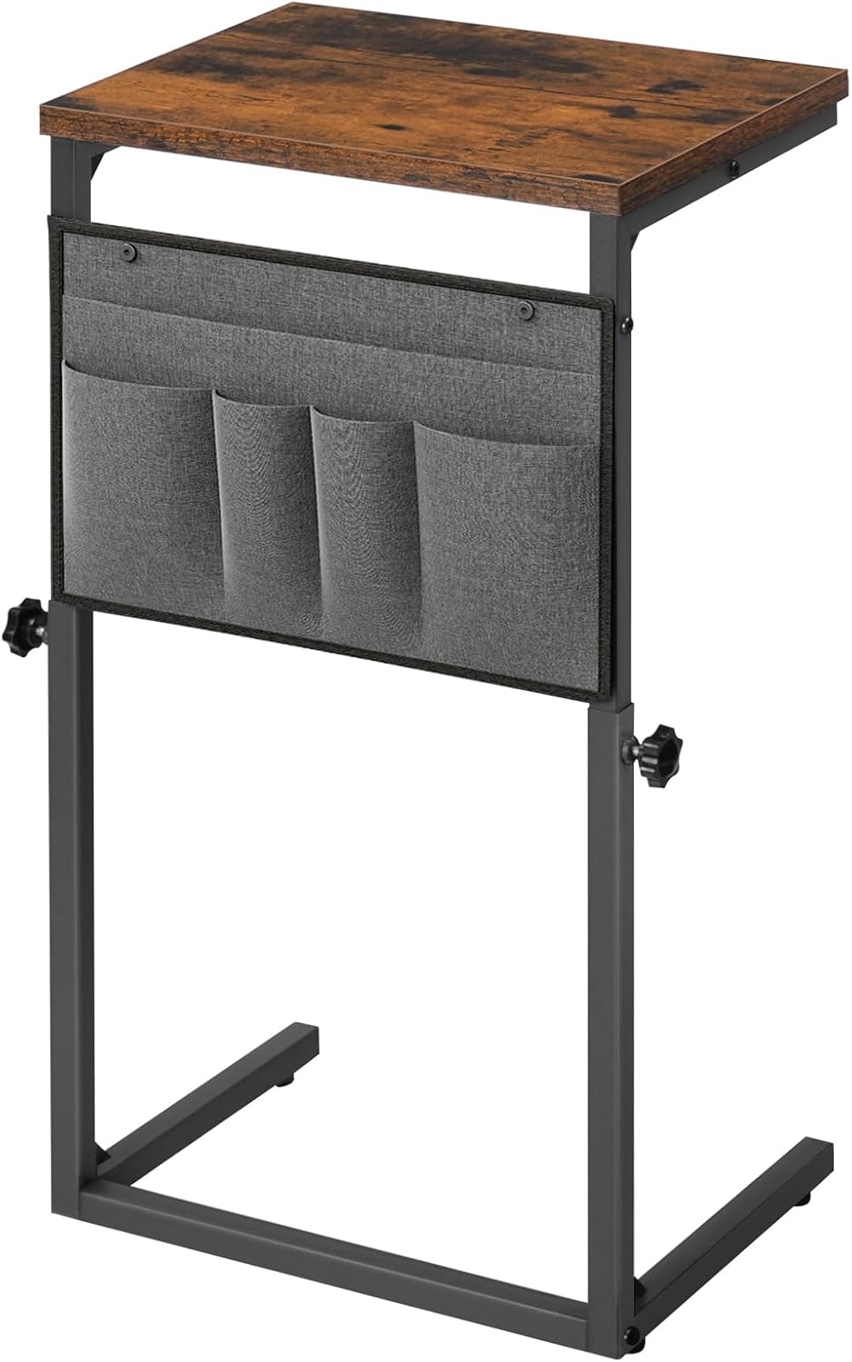 BF77SF01 HOOBRO C Shaped End Table, Adjustable Height Side Table for Sofa, Couch Side Table for Small Spaces, Slide