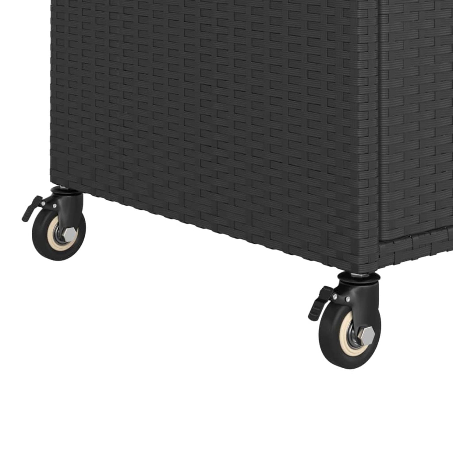 Gecheer Bar Cart with Drawer – 39.4 x 17.7 x 38.2 Inch Poly Rattan Serving Trolley, Weatherproof Steel Frame, Locking Casters, Smooth-Rolling Kitchen or Outdoor Bar Caddy