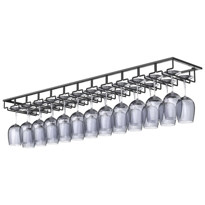 Xverycan Wine Glass Rack Under Cabinet, 12 Row Extreme Large Stemware Hanger, Metal Wine Goblet Holder, DIY Bar Glass Storage Rack for Bar Counter, Kitchen, Screws Included