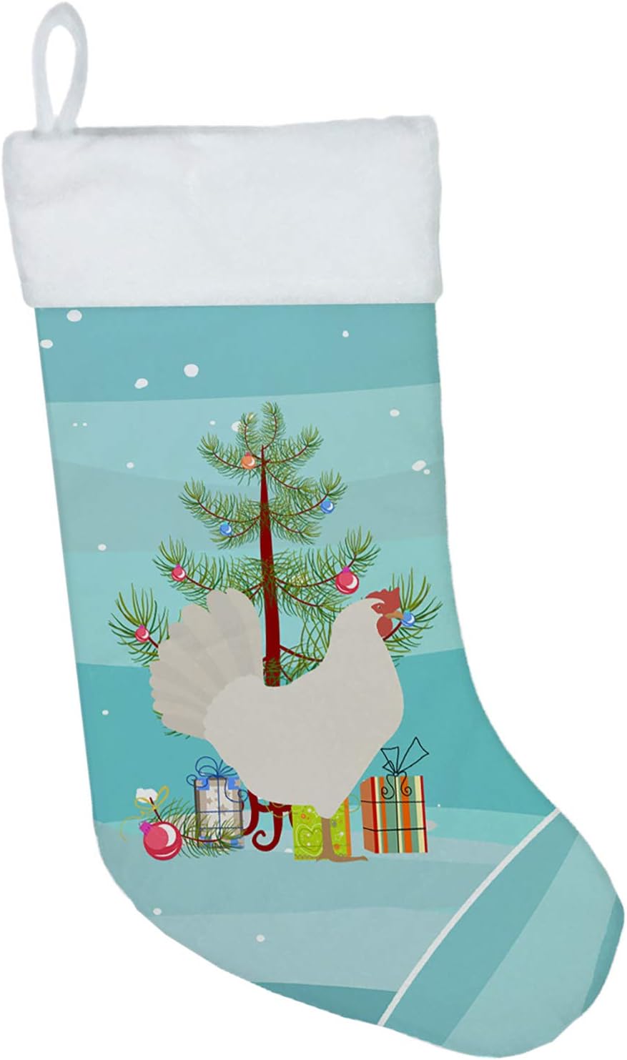 Caroline's Treasures BB9207CS Christmas Stocking, Leghorn Chicken Design, Teal, Fireplace Hanging Decor