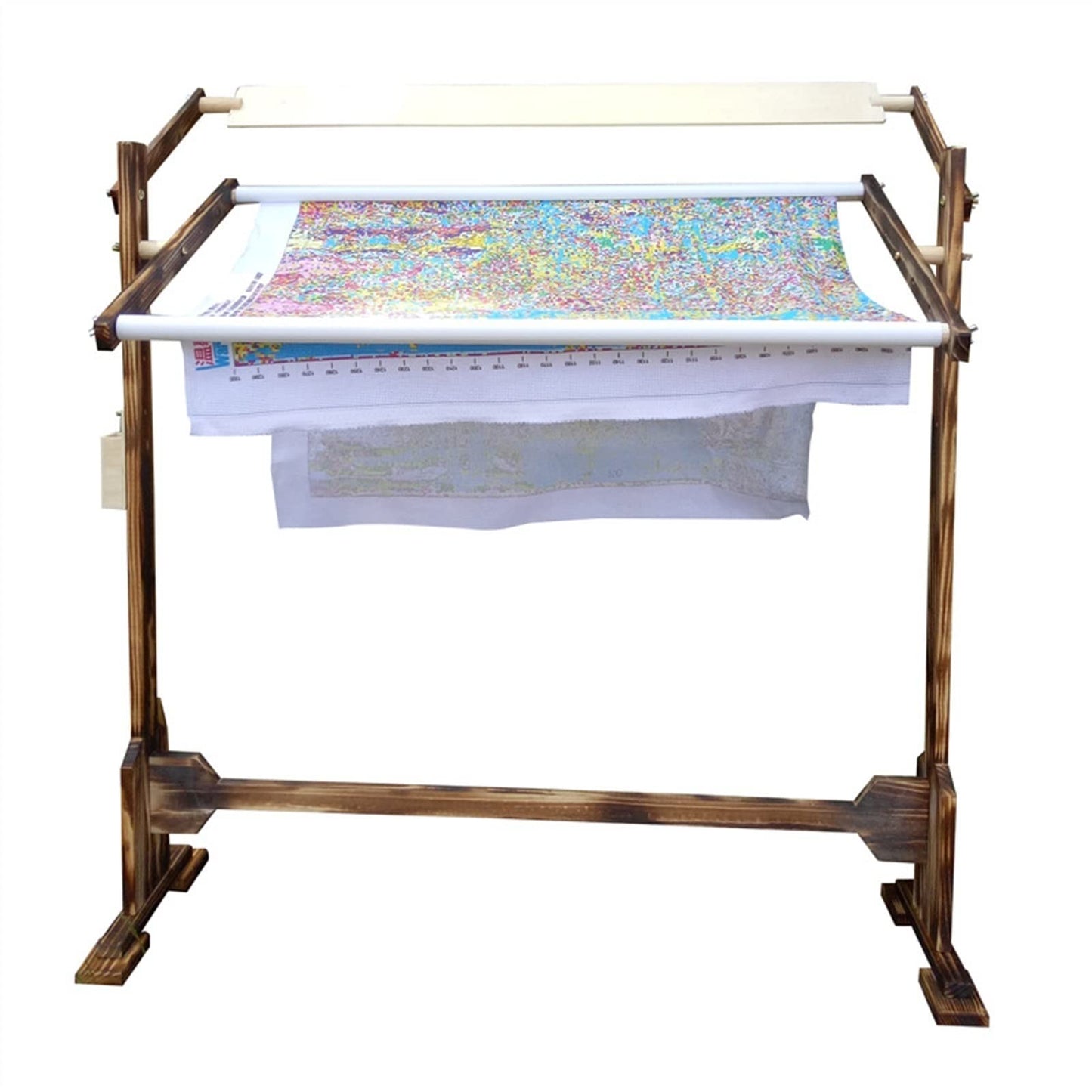 Adjustable Embroidery Hoop Stand Professional Embroidery Stand Cross Stitch Frame Floor Stand Wooden Embroidery Tapestry Hoops Frame Hands-Free Hand Quilting Frame for Cross Stitch Needlework