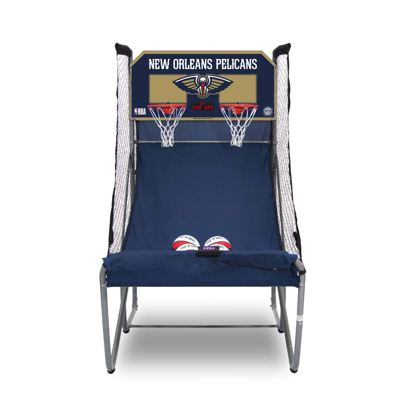 Pop-A-Shot - Home Dual Shot with New Orleans Pelicans NBA Graphics l Sensor Scoring l 16 Game Modes l 7 Balls l Foldable Storage l for All NBA Fans
