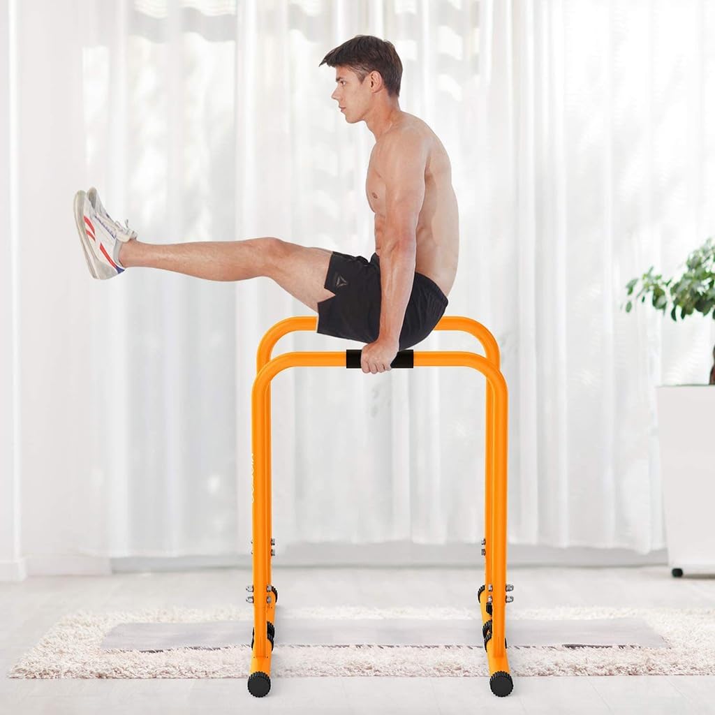 GGZONE Dip Stands Bar Adjustable Parallel Bars Dip Station, Capacity Perfect for Home and Garage Gym Exercise Equipment Gymnastics (Color : Gray)