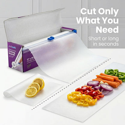 Plastimade Disposable Plastic Cutting Board | Easy To Use Flexible Cutting Board Sheets With Built In Sliding Cutter | For Thanksgiving Cooking Prep, Commercial, Traveling, Tailgating, Camping,