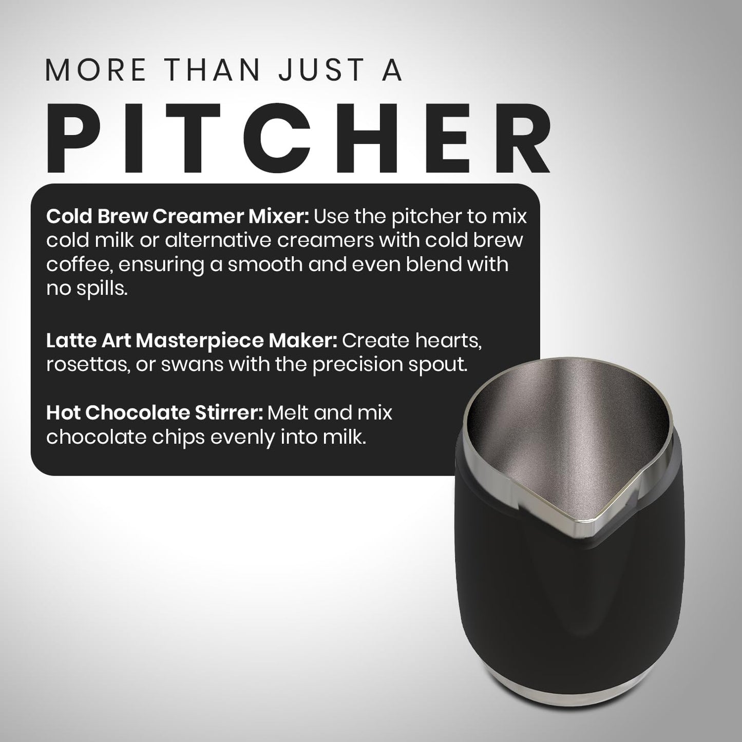 Rattleware 20 Oz Handle Free Latte Art Pitcher Stainless Steel with Rubber Grip Durable Heat Resistant Milk Frothing Pitcher for Baristas Home Cafes and Coffee Shops