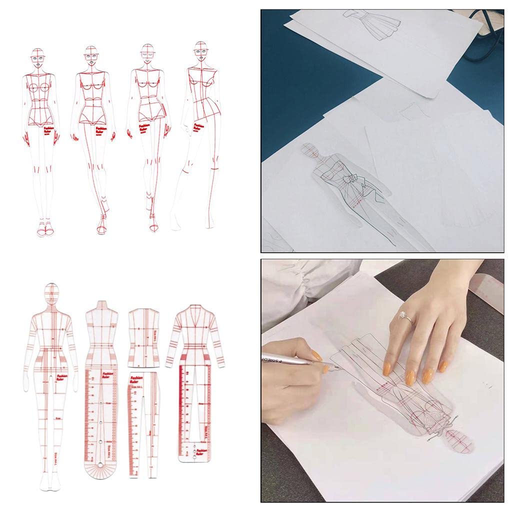 DYNWAVE 8 Pcs French Curve Template Ruler Set,Sewing Humanoid Patterns Design for Dressmaking, Tailoring, Fashion Designing