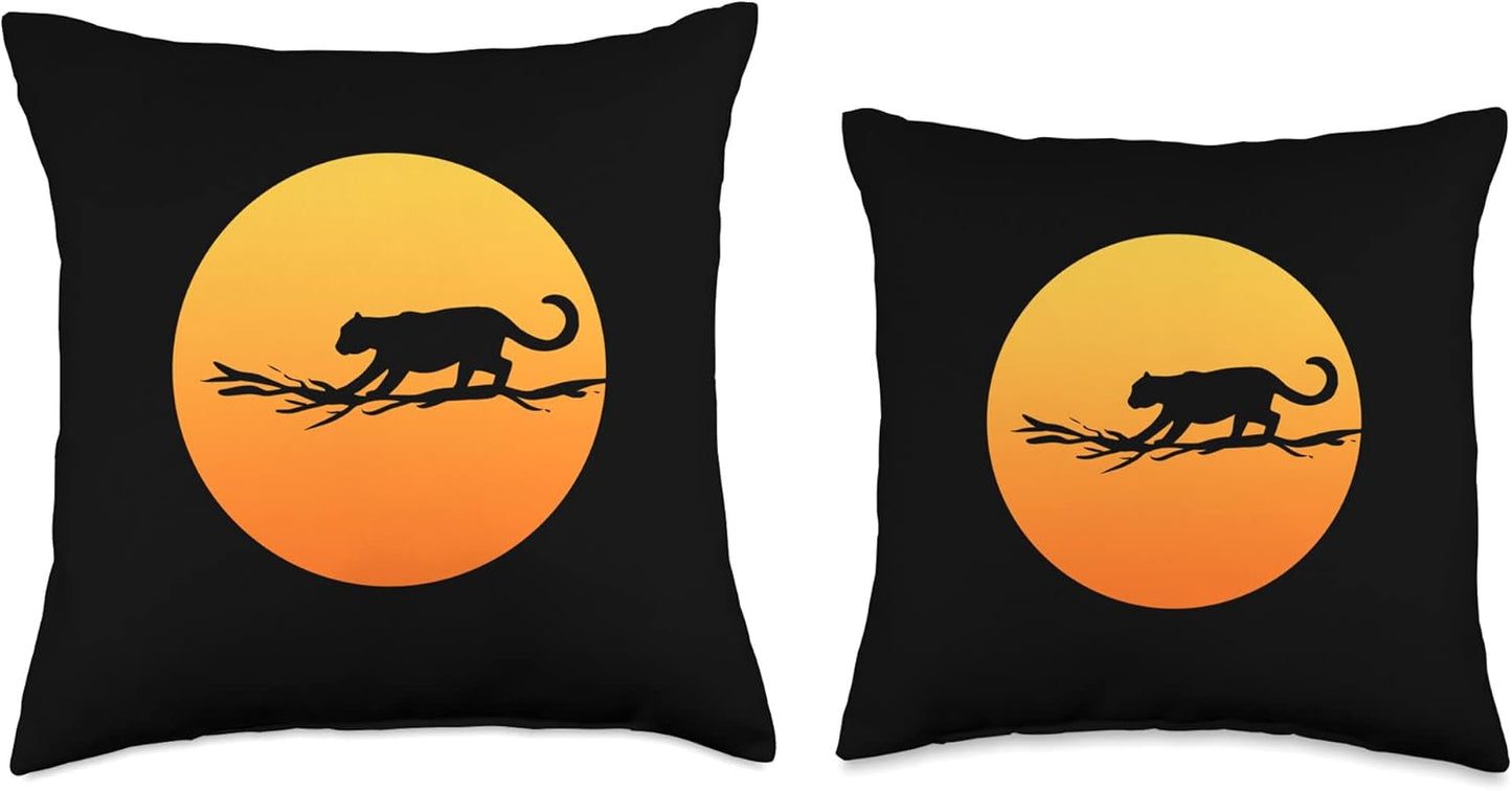 Moon and Jaguar Multicolor Animal Keeper or Tourist Guide Throw Pillow, 16x16