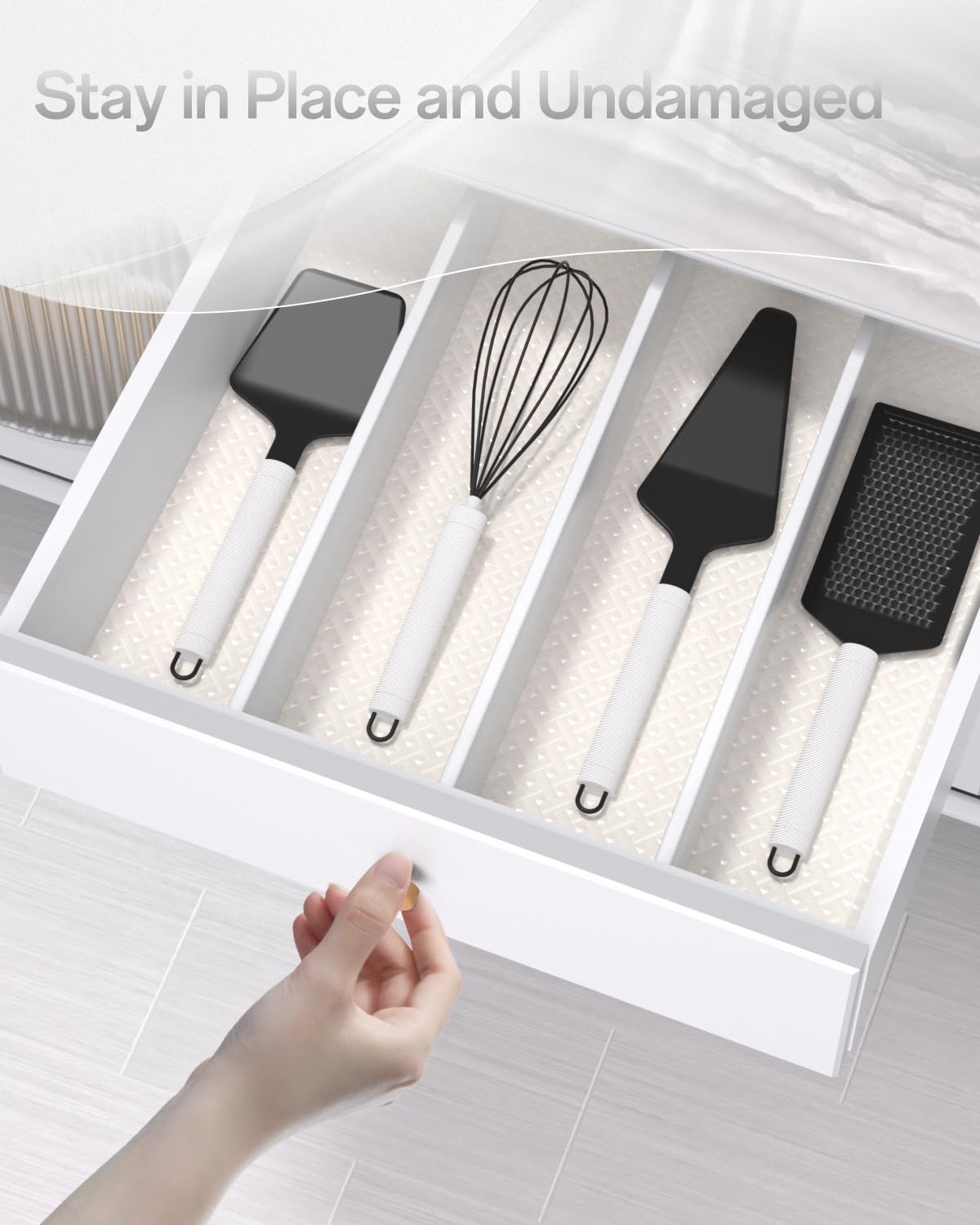 Shelf and Drawer Liner for Kitchen Cabinet, Non-Adhesive 12in x 240in Waterproof Contact Paper Refrigerator Liners Thickened Durable EVA Material Non Slip Mat for Dresser Cupboard Pantry Protector
