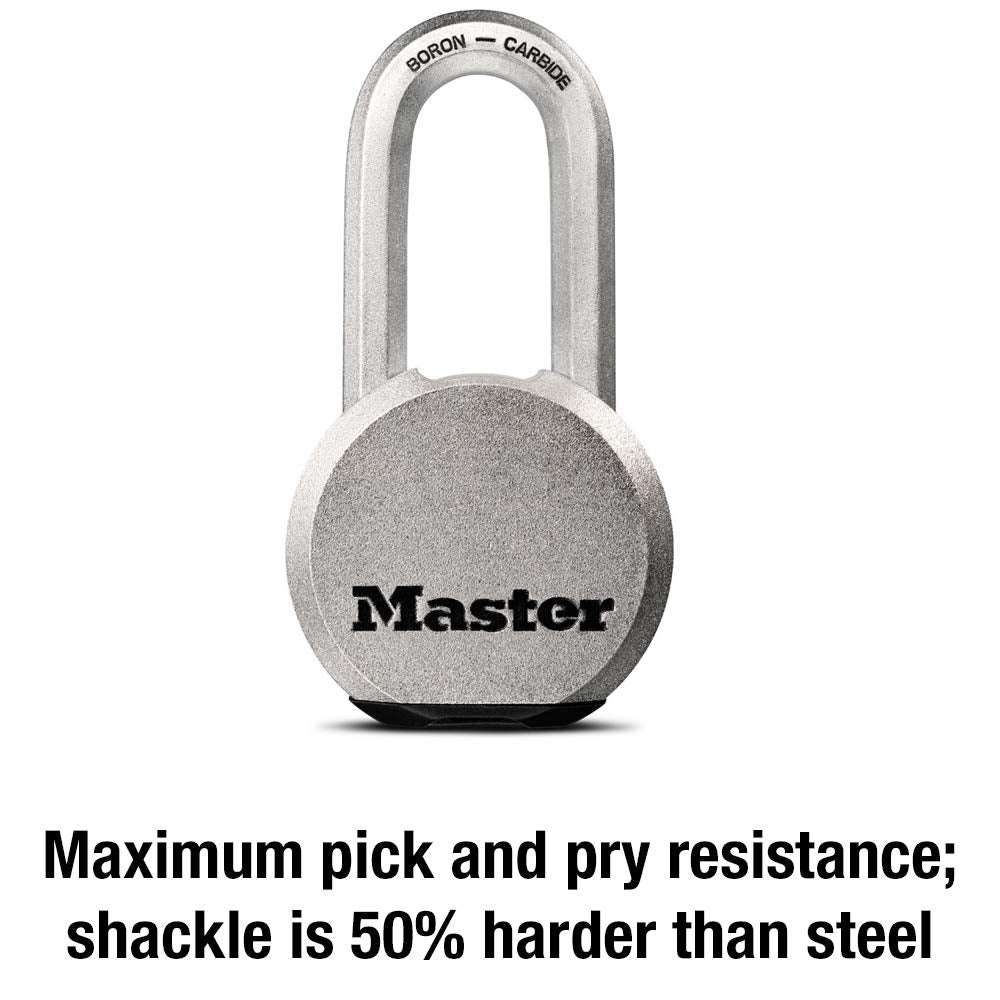 Master Lock Magnum Heavy Duty Solid Steel Silver Padlock with Key, Cut Resistant Gate Locks for Outdoor Fence or Shed, 14/32 x 2 x 15/16 Inches, M930XKADLH