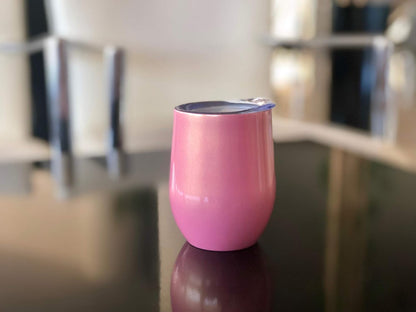 CHILLOUT LIFE 12 oz Stainless Steel Tumbler - Vacuum Insulated Travel Cup with Lid & Gift Box, Pink Sparkle