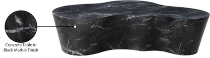 Meridian Furniture 99033Black-CT Monza Collection Art Deco Marble Finish Indoor/Outdoor Concrete Coffee Table, 59.5" W x 30.5" D x 15" H, Black